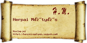 Herpai Mátyás névjegykártya